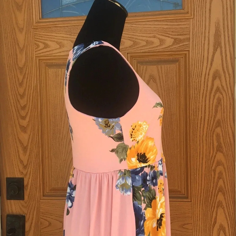 NEW*PinkBlush floral racerback maxi dress pockets - Picture 5 of 12